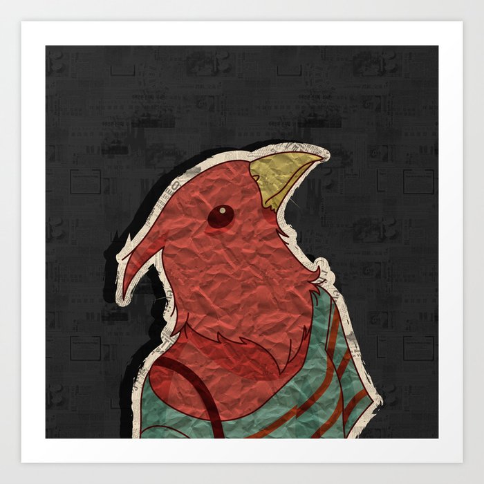 Hipster bird  mixed media digital art collage Art Print