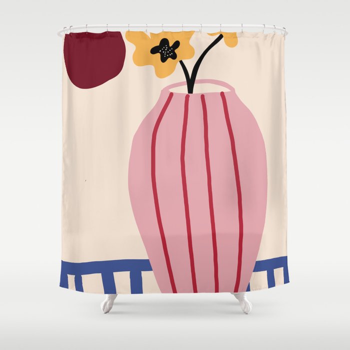 pink pottery  Shower Curtain