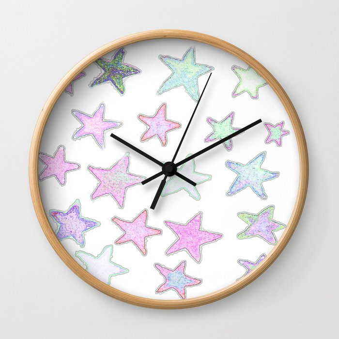 Funky Pastel Stars! Wall Clock