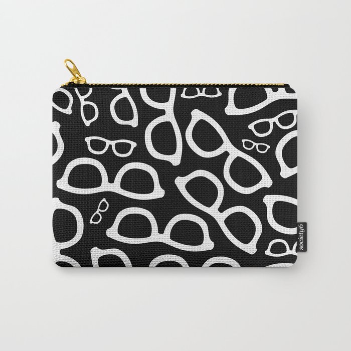 Smart Glasses Pattern - White on Black Carry-All Pouch