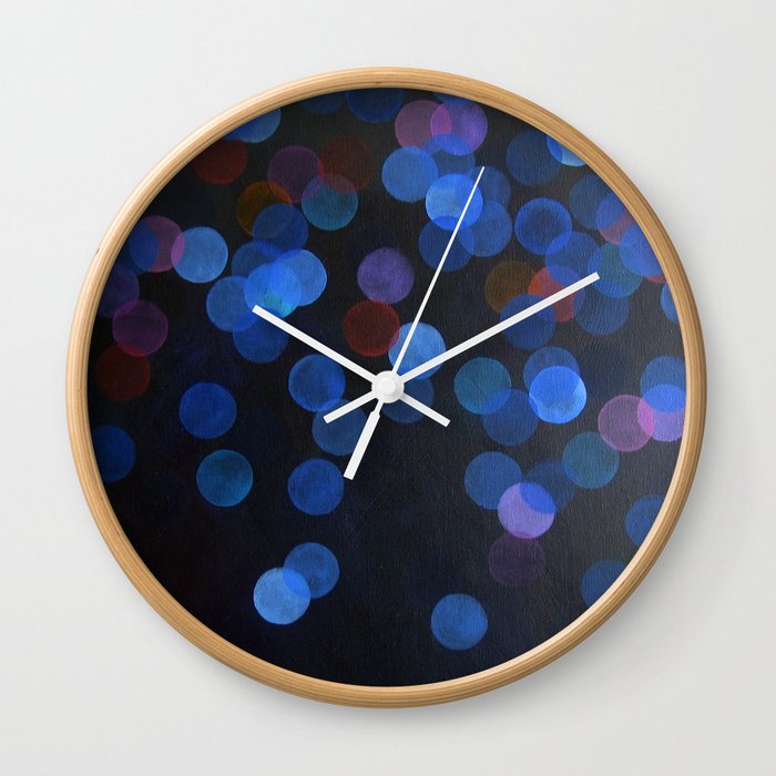 No. 45 - Print of Deep Blue Bokeh Inspired Modern Abstract Painting  Wall Clock