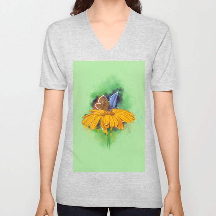 Magical butterfly of many colours V Neck T Shirt