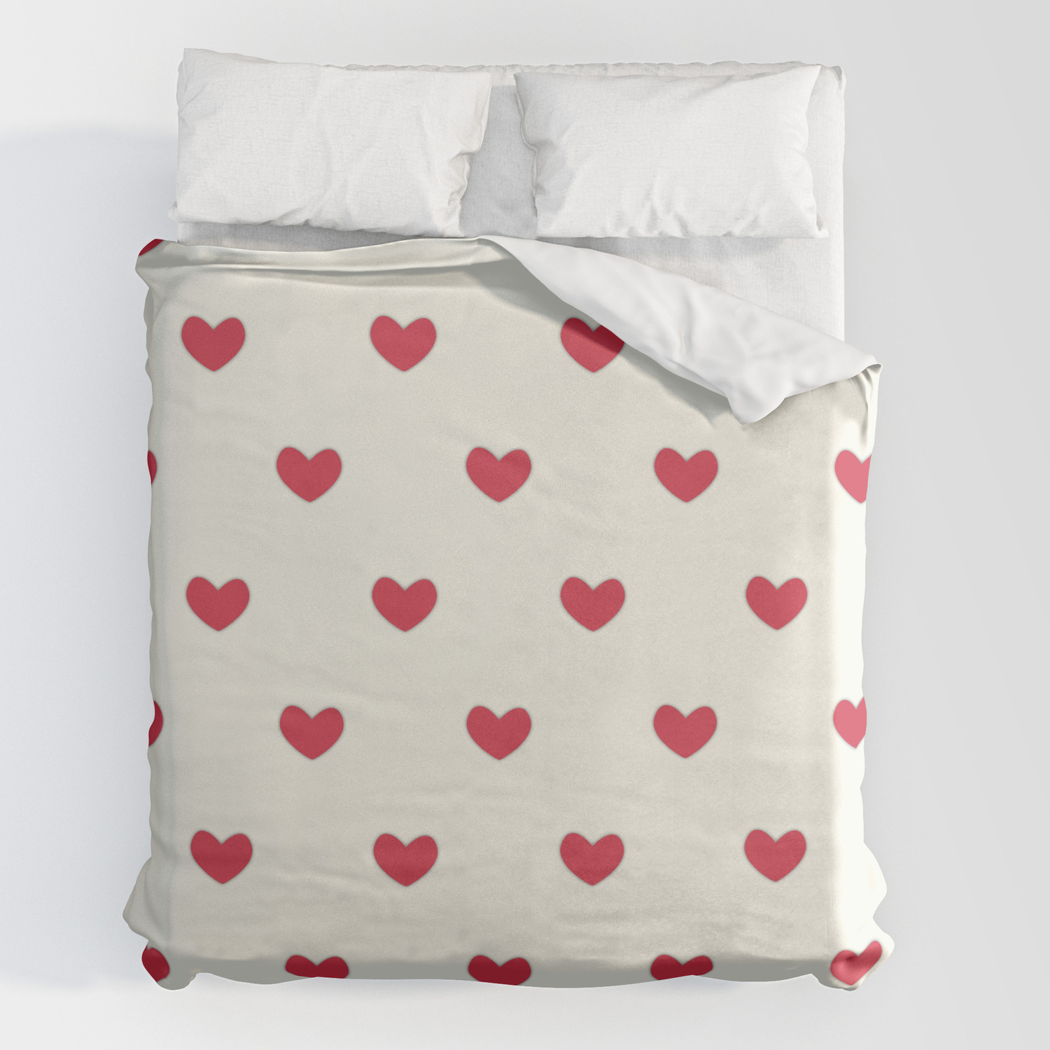 Cute Red Hearts Pattern Duvet Cover By, Red Pattern Duvet Cover