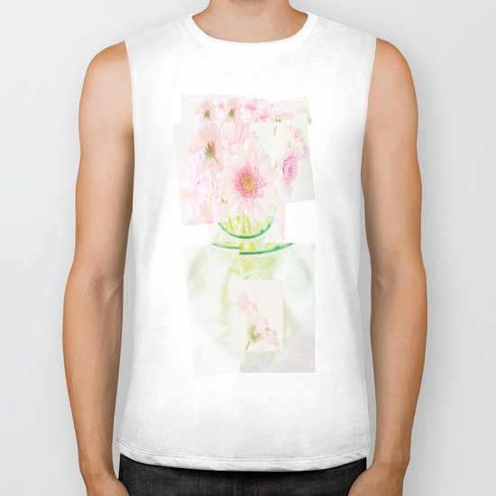 Collage Love - Inspired by David Hockney - Pink Gerberas Biker Tank