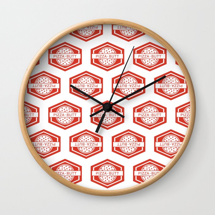 Pizza butt - pattern Wall Clock
