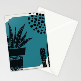 Southwestern Cactus black and teal Stationery Card