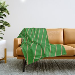 [ Thumbnail: Dark Salmon and Forest Green Colored Lines/Stripes Pattern Throw Blanket ]