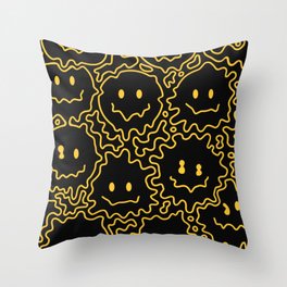 Melting Lineart Smiley  Throw Pillow