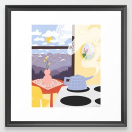Cozy Mountain Kitchen Framed Art Print