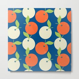 Fruit Pattern - Eggshell and Smashed Pumpkin Metal Print