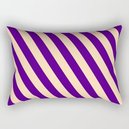 [ Thumbnail: Indigo & Tan Colored Stripes Pattern Rectangular Pillow ]