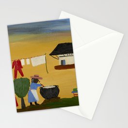 African American Masterpiece 'The Wash' portrait painting by Clementine Hunter   Stationery Card