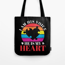 I Am His Voice He Is My Heart Autism Tote Bag