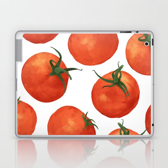 Red tomato watercolor seamless pattern Laptop & iPad Skin