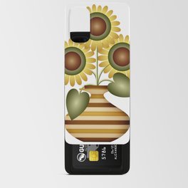 Rustic MCM Sunflowers in Wood Inlay Vase // Yellow, Green, Brown, Wheat, Cream, Black and White Android Card Case