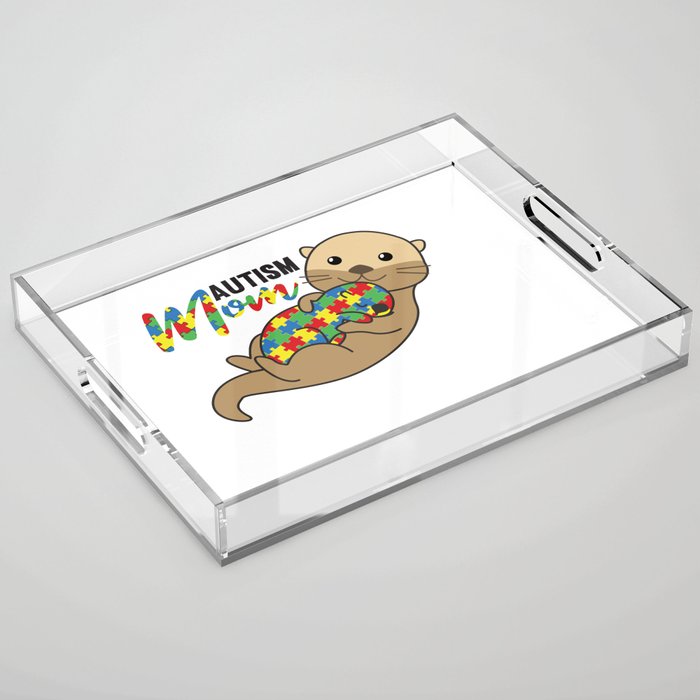 Autism Awareness Month Puzzle Autism Mom Otter Acrylic Tray