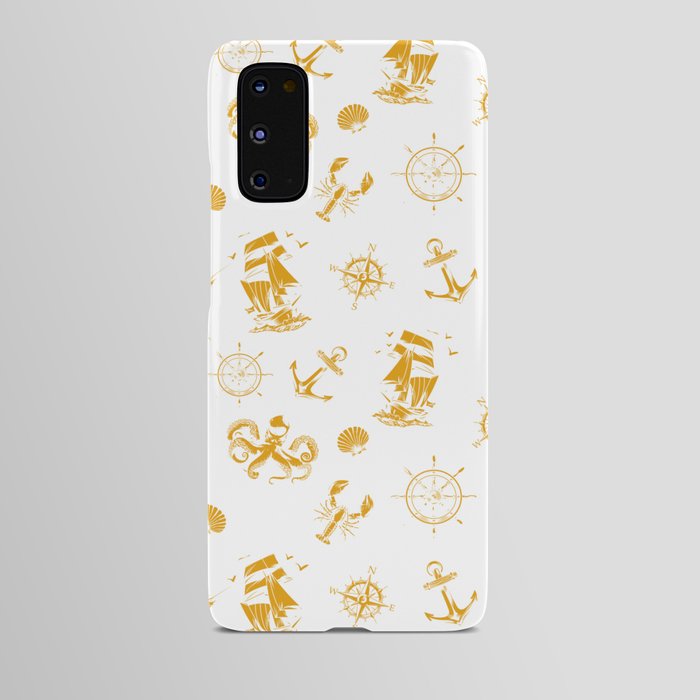 Mustard Silhouettes Of Vintage Nautical Pattern Android Case