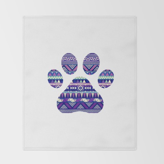 Aztec Paw Print (Dog & Puppy, Animal Lovers) Throw Blanket