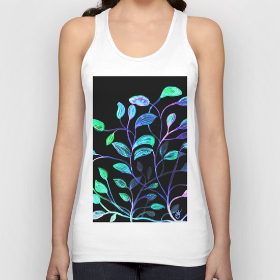 Do Not Go Into The Night, Red and Green Leaves Unisex Tank Top