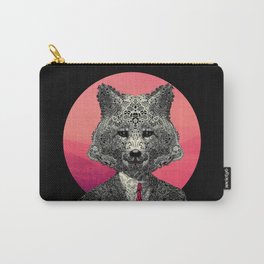 VIF - Very Important Fox Carry-All Pouch | Black and White, Pattern, Art, Digital, Wild, Decor, Ink, Woodland, Illustration, Cool 