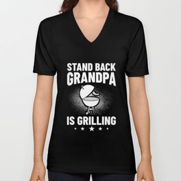 Grandpa Grilling BBQ Grill Smoker Master V Neck T Shirt