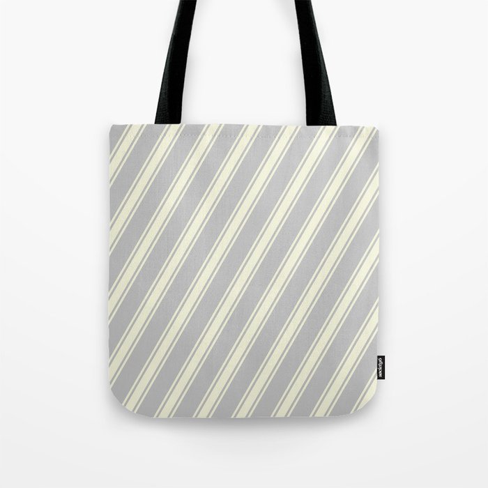Grey and Beige Colored Lines/Stripes Pattern Tote Bag