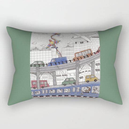 Taking the Red Line Rectangular Pillow