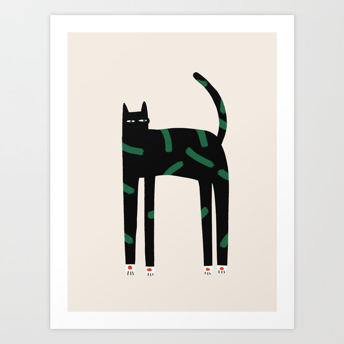 Abstract Black Cat Mid Century Modern Art Print