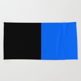 Black Bright Blue Color Block Beach Towel
