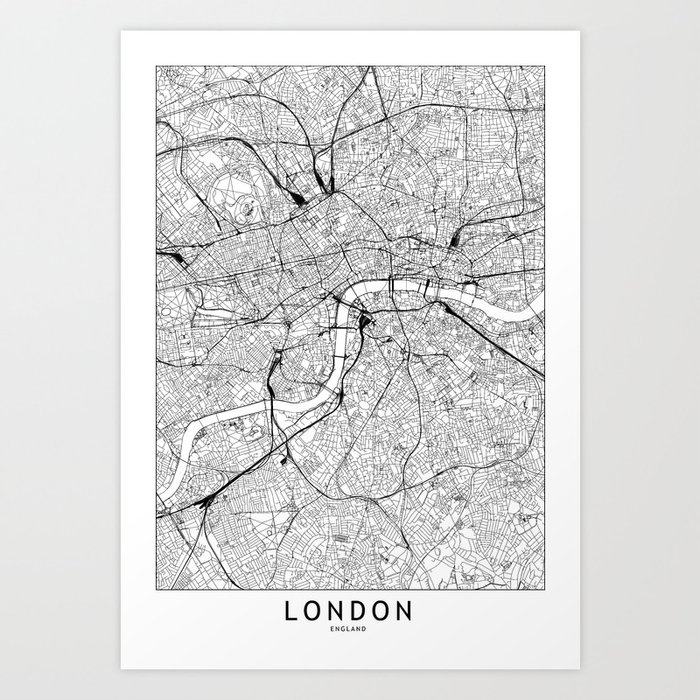 London White Map Art Print