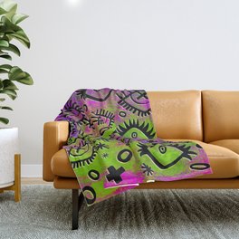 Alternative Trippy Eye Pattern (Neon) Throw Blanket