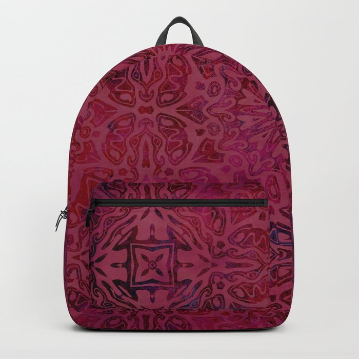 Retro Red Oriental Damask Pattern Backpack
