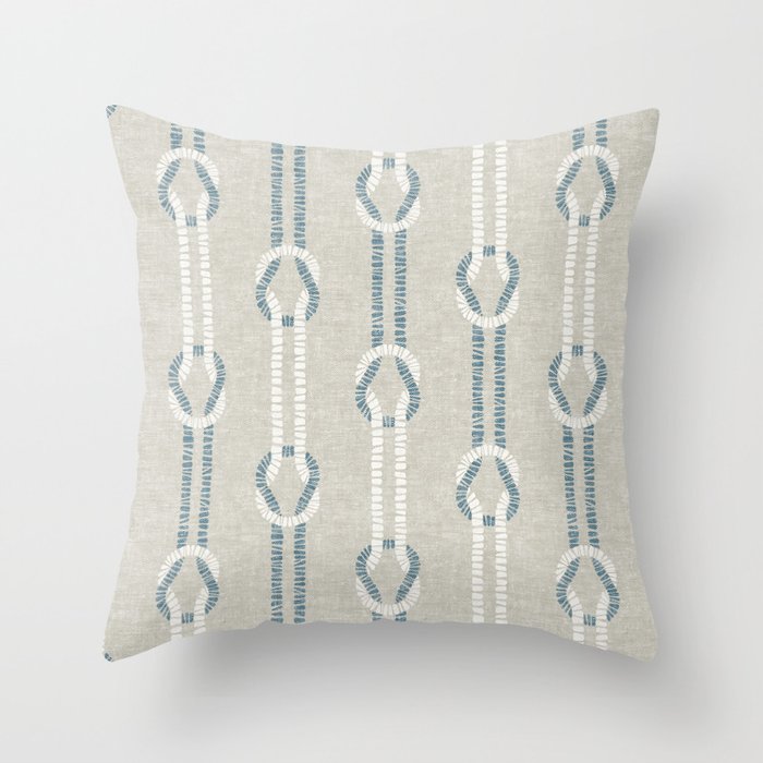 nautical square knots - blue and khaki Throw Pillow