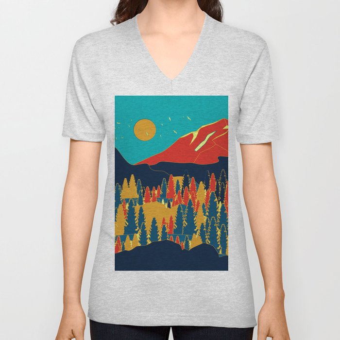 Colorful Wild Landscape 3 V Neck T Shirt