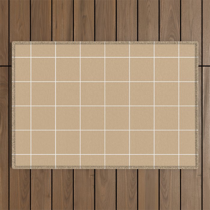 Graph Paper (White & Tan Pattern) Outdoor Rug
