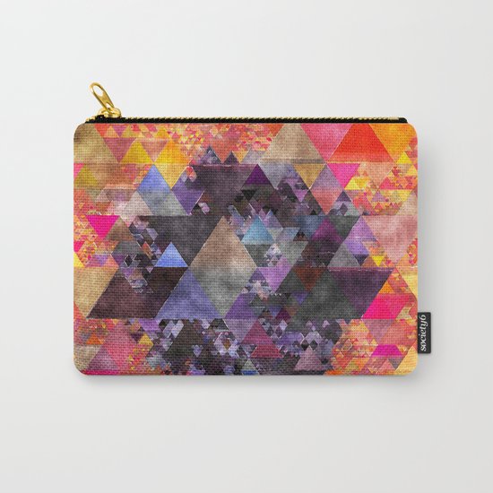 Fire red blue yellow triangle pattern - Watercolor illustration Carry-All Pouch