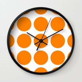 Orange Dots on White Background Retro Mood #decor #society6 #buyart Wall Clock