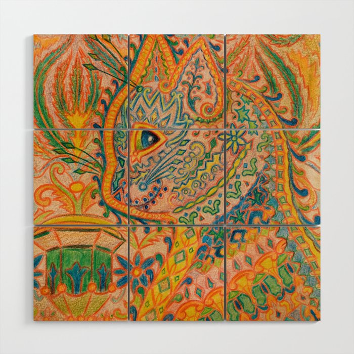 Psychedelic Cat by Louis Wain Wood Wall Art