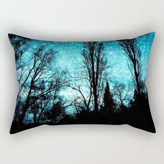 black trees teal space Rectangular Pillow