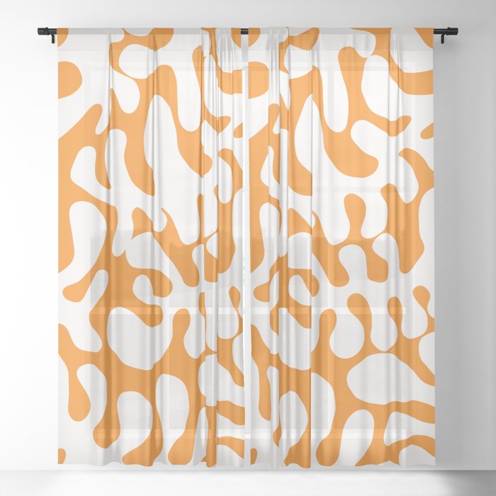 White Matisse cut outs seaweed pattern 15 Sheer Curtain