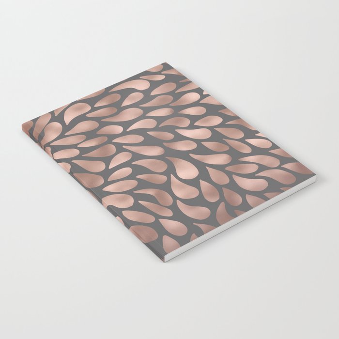Rosegold - abstract floral elegant pattern on grey background Notebook