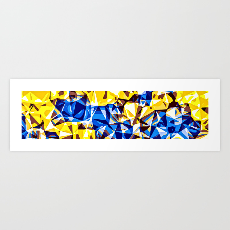 Blue And Yellow Painting Abstract Background In Panorama Art Print