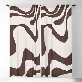 Retro Liquid Swirl Abstract Pattern 3 in Brown and Cream Blackout Curtain