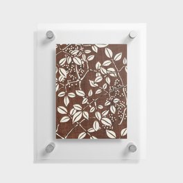 Vintage Japanese Painting of Brown And White Leaf Pattern Floating Acrylic Print