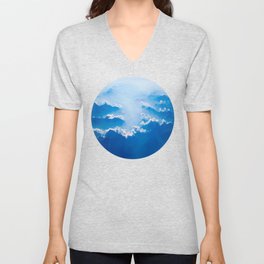 Mountains With Their Company Of Clouds Circle Photo V Neck T Shirt