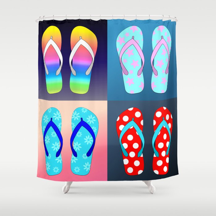 Pop Art Flip Flops Shower Curtain By Julieerindesigns Society6