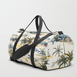 Vintage Tropical Hawaii Island Blue Yellow Duffle Bag