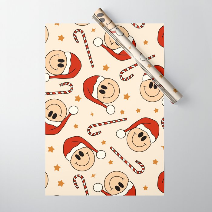 Groovy Christmas Retro Santa Wrapping Paper by Camila