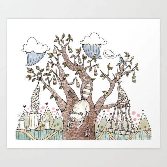 Portland Beer Tree Art Print
