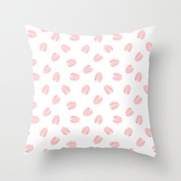Sweet Pink Tropical Leaf Silhouette Seamless Pattern Throw Pillow